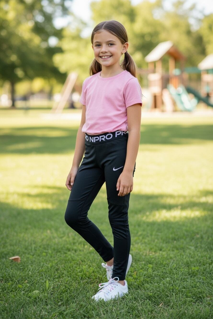 Nike Pro Girls Medium Black Training Leggings High Rise Dri-FIT Athletic Pants